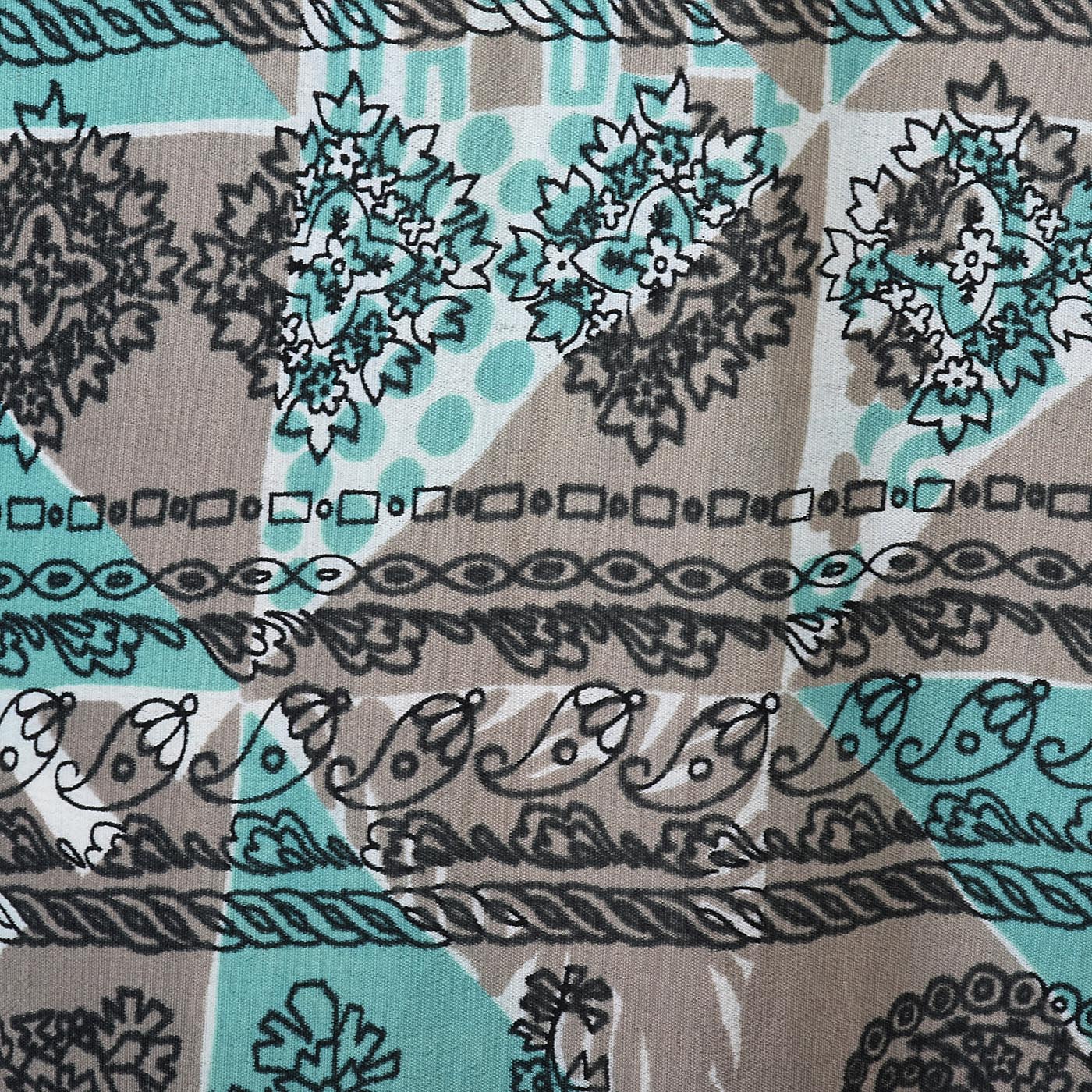 1940s Aqua Blue and Taupe Rayon Dress