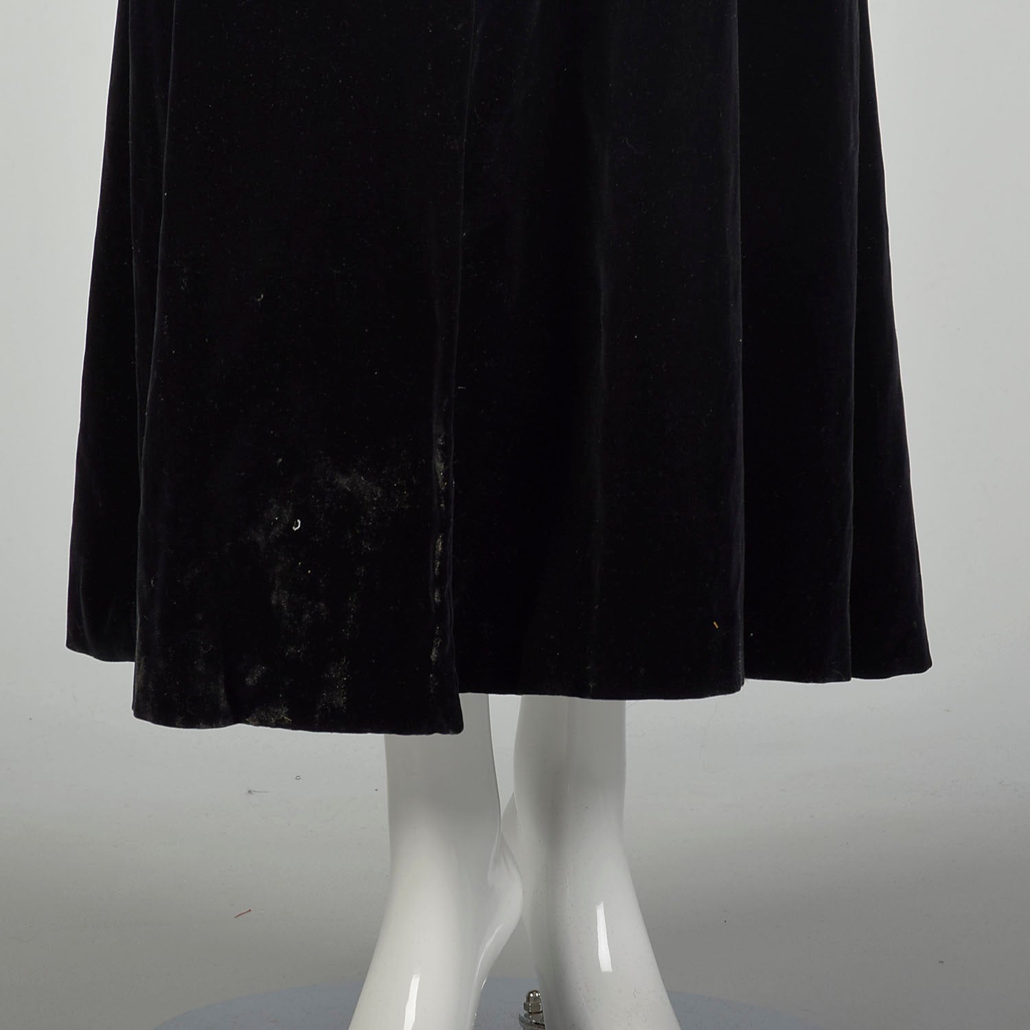 XS 1940s Black Velvet Opera Coat Juliet Sleeves Pussybow