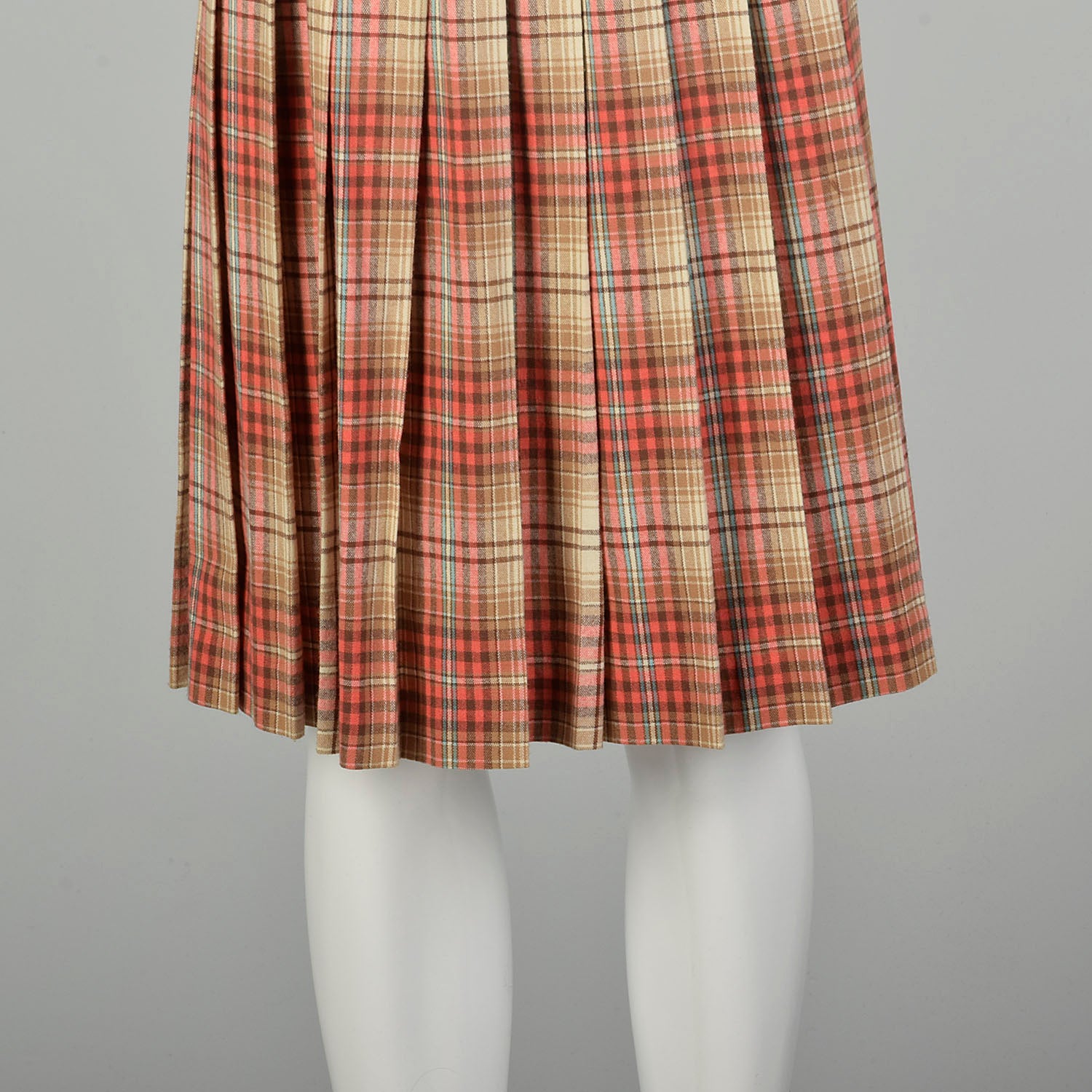 XS 1950s Skirt Plaid Pleated Autumn School Girl Uniform Light Academia