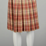 XS 1950s Skirt Plaid Pleated Autumn School Girl Uniform Light Academia
