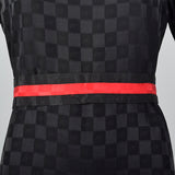 1980s Oleg Cassini Black Silk Dress with Red Trim
