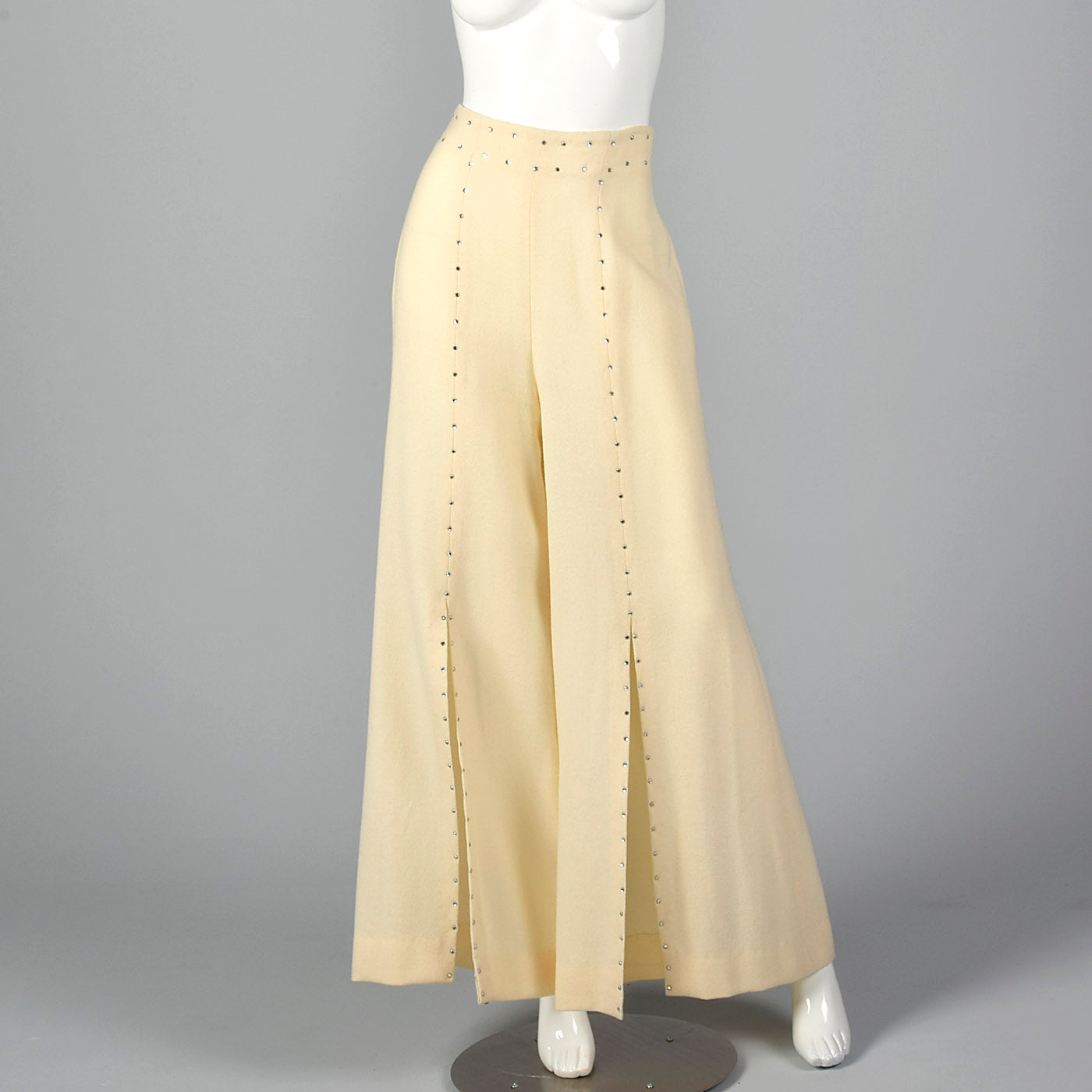 1970s Cream Wool Vest with Palazzo Pants