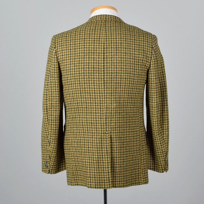 1960s Mens Tweed Jacket in Gold Houndstooth
