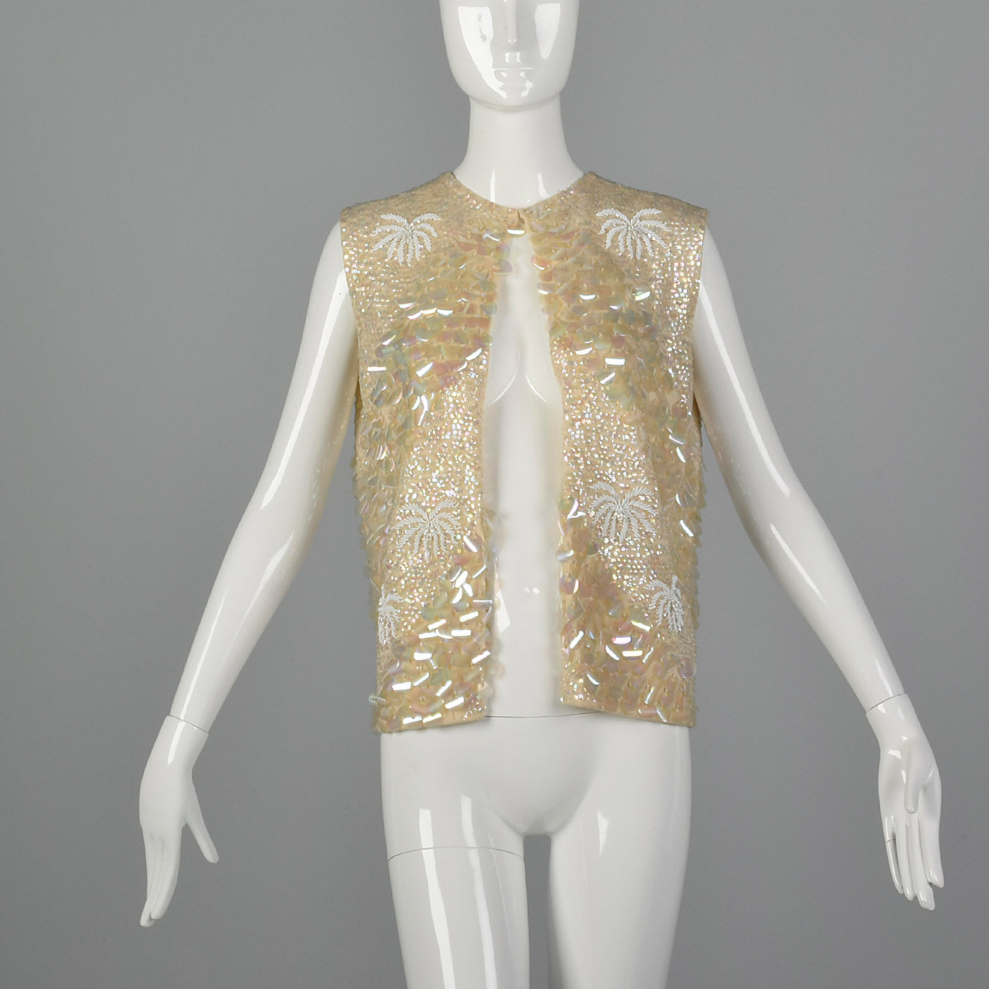 1960s Cream Sequined Sweater Vest