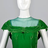 1940s Emerald Green Velvet Dress