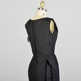 XS 1950s Sleeveless Black Silk LBD Cocktail Dress