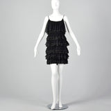 1960s Black Ruffle Dress