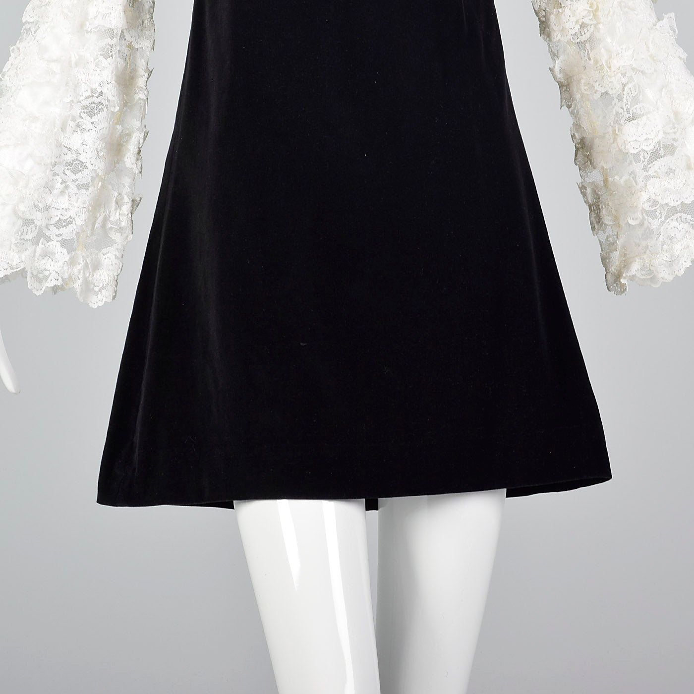 1960s Saks Fifth Avenue Black Velvet Dress with Lace Sleeves