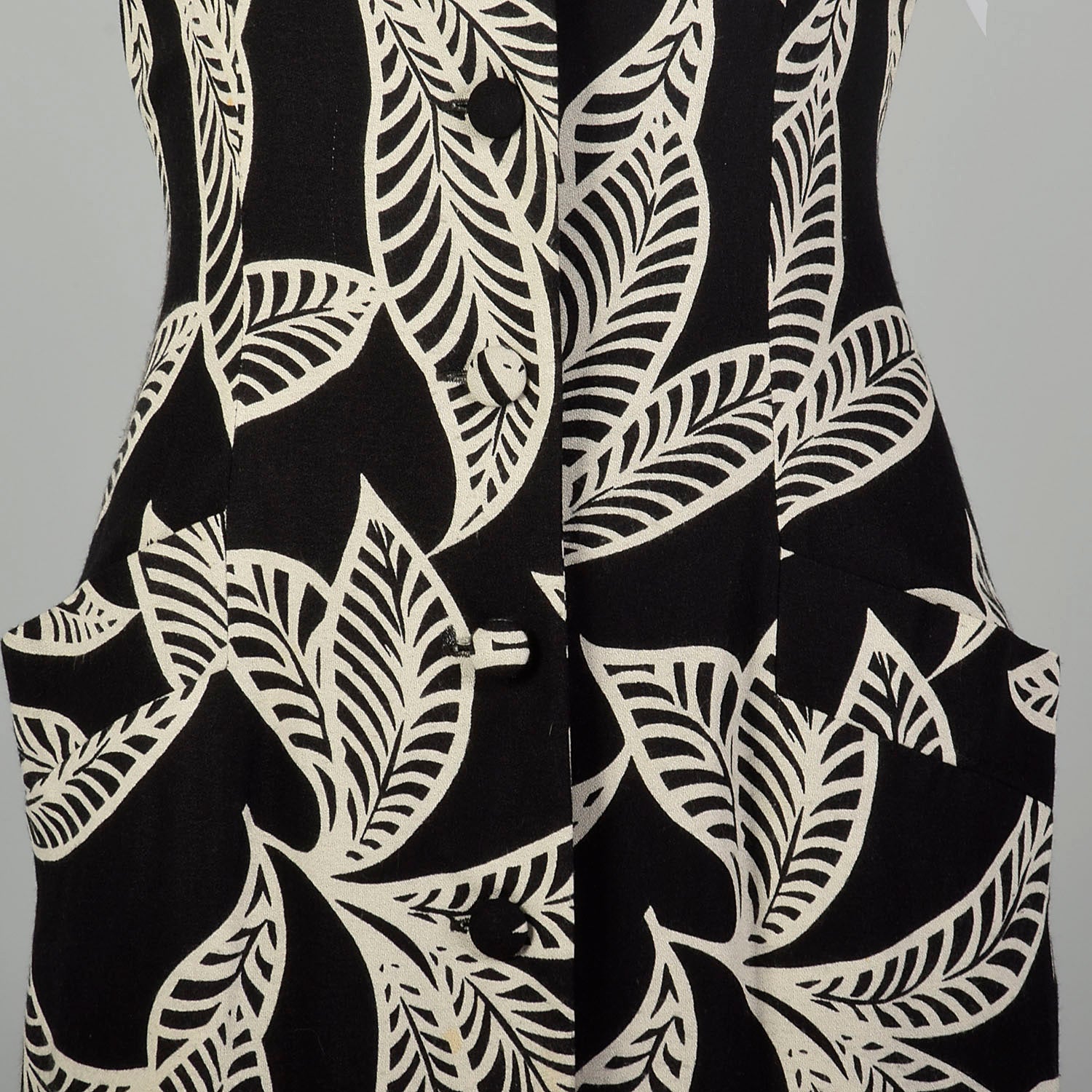 Medium 1990s Tropical Print Black Dress Casual Sleeveless