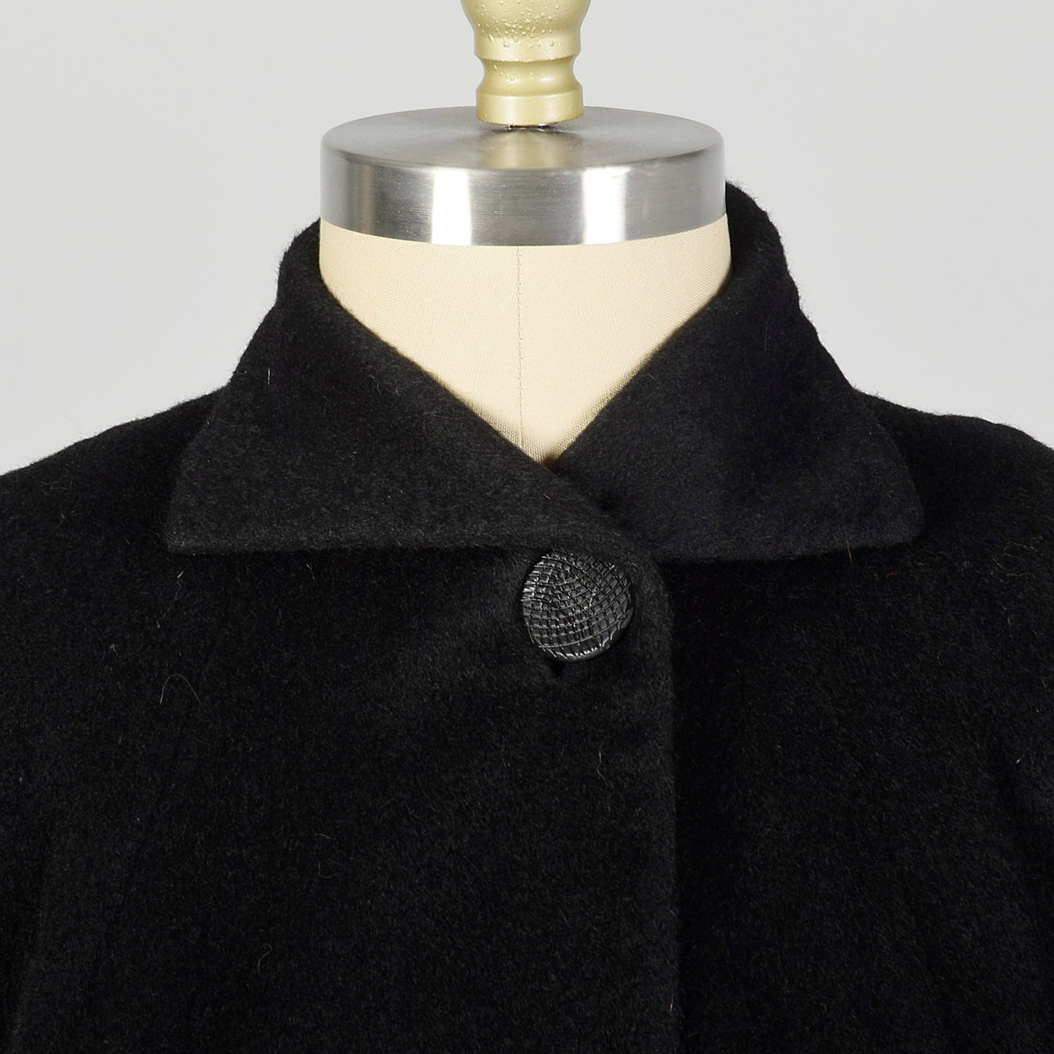 Large 1950s Princess Coat Black Dolman Sleeve Wool Batwing Winter Minimalist Outerwear