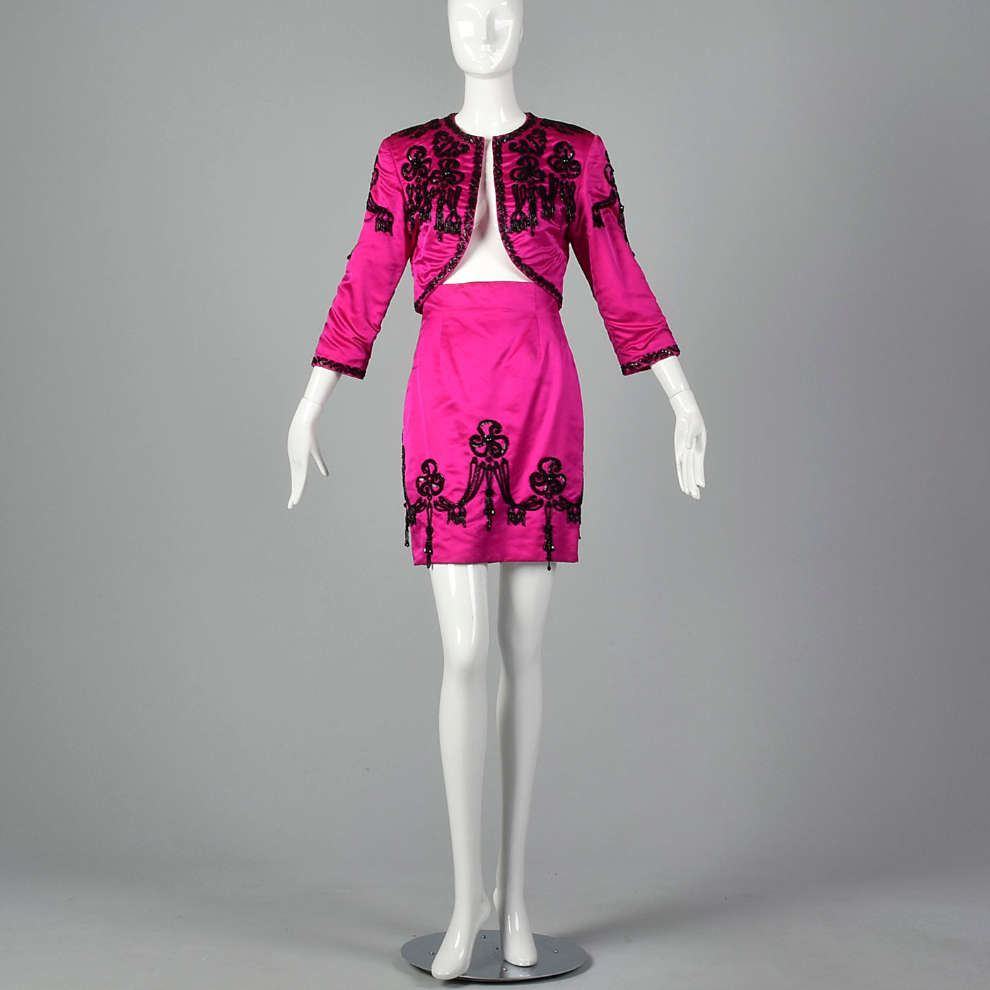 1980s Pilar Rossi Hot Pink Skirt Suit