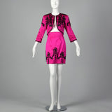 1980s Pilar Rossi Hot Pink Skirt Suit
