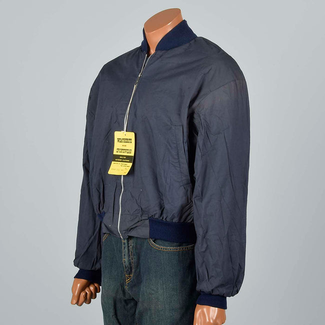 Large -XL 1960s Navy Blue Bomber Jacket