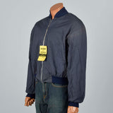 Large -XL 1960s Navy Blue Bomber Jacket