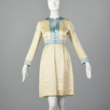 1960s Teal Traina Satin Dress