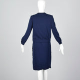 Medium 1970s Bill Blass Skirt Suit Navy Blue Knit Jacket