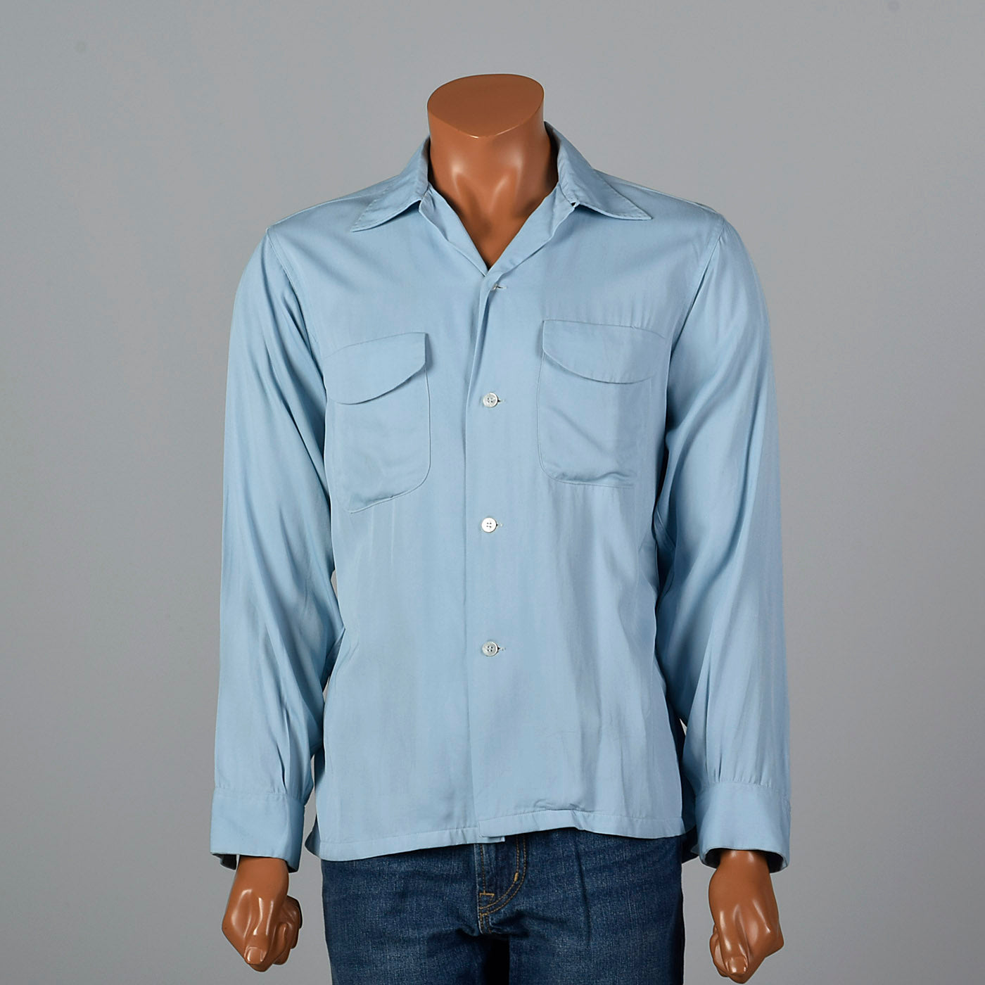 1950s Van Heusen Blue Shirt – Style Salvage - Main Image