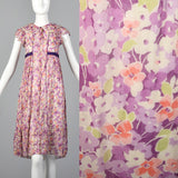 1930s Purple Day Dress in a Sheer Floral Print
