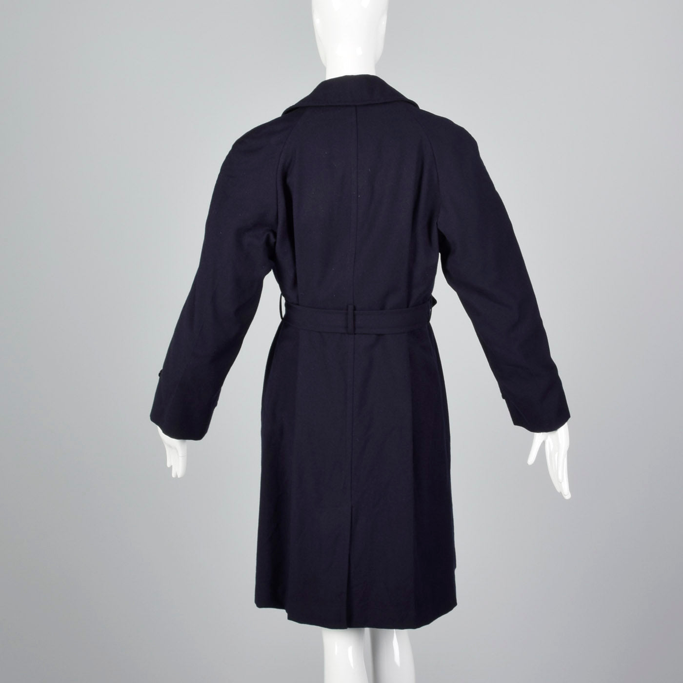 1960s Navy Blue Wool Trench Coat