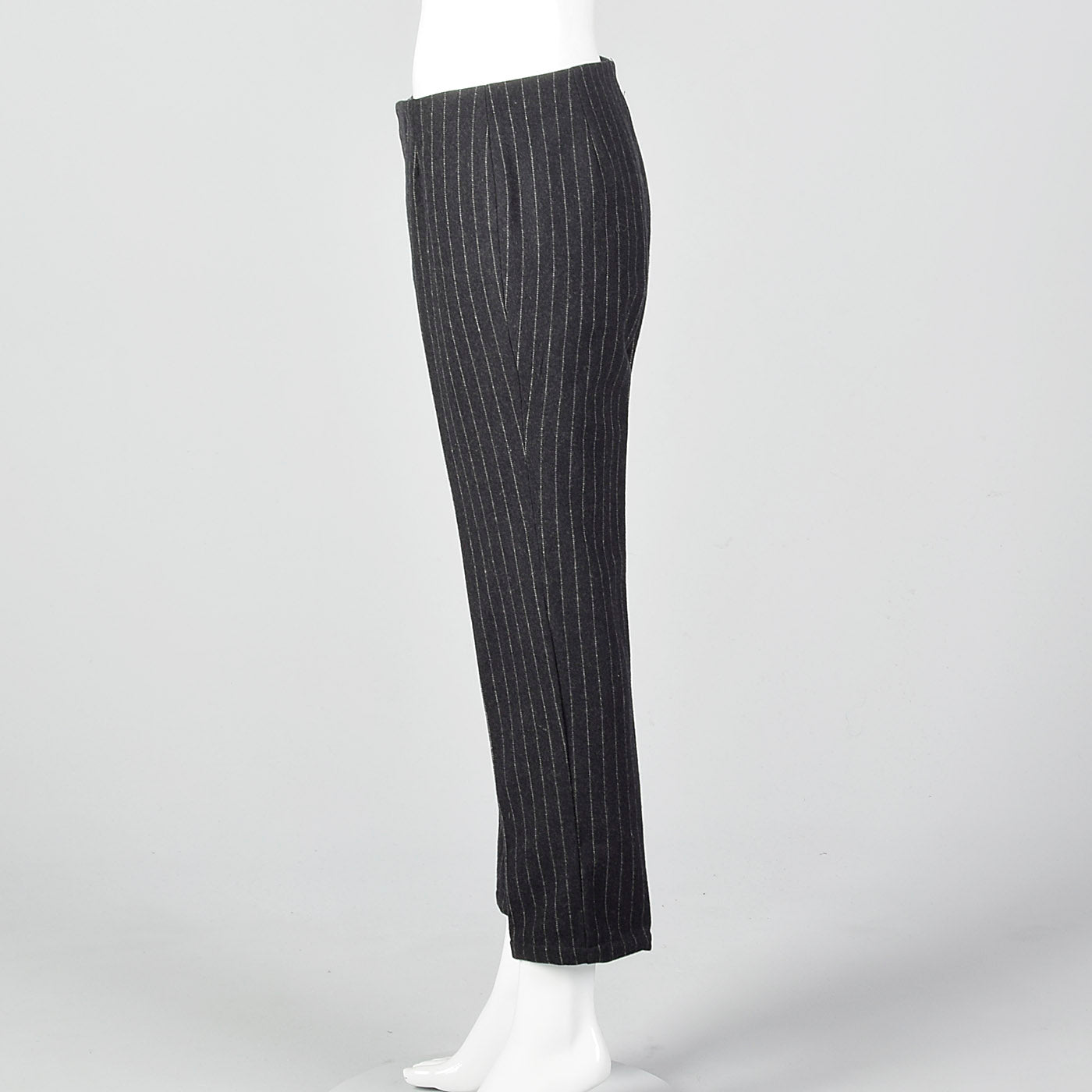 1960s Gray Wool Cigarette Pants with White Pinstripe
