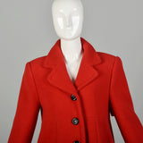 Small 1990s Mod Red Swing Coat Babydoll Winter Outerwear