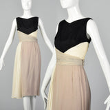 1950s Three Color Cocktail Dress in Silk Chiffon