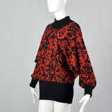 1980s Jaeger Oversized Abstract Sweater in Red & Black
