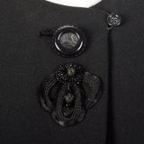 Small 1950s Swing Coat Elegant Winter Black Beaded Outerwear