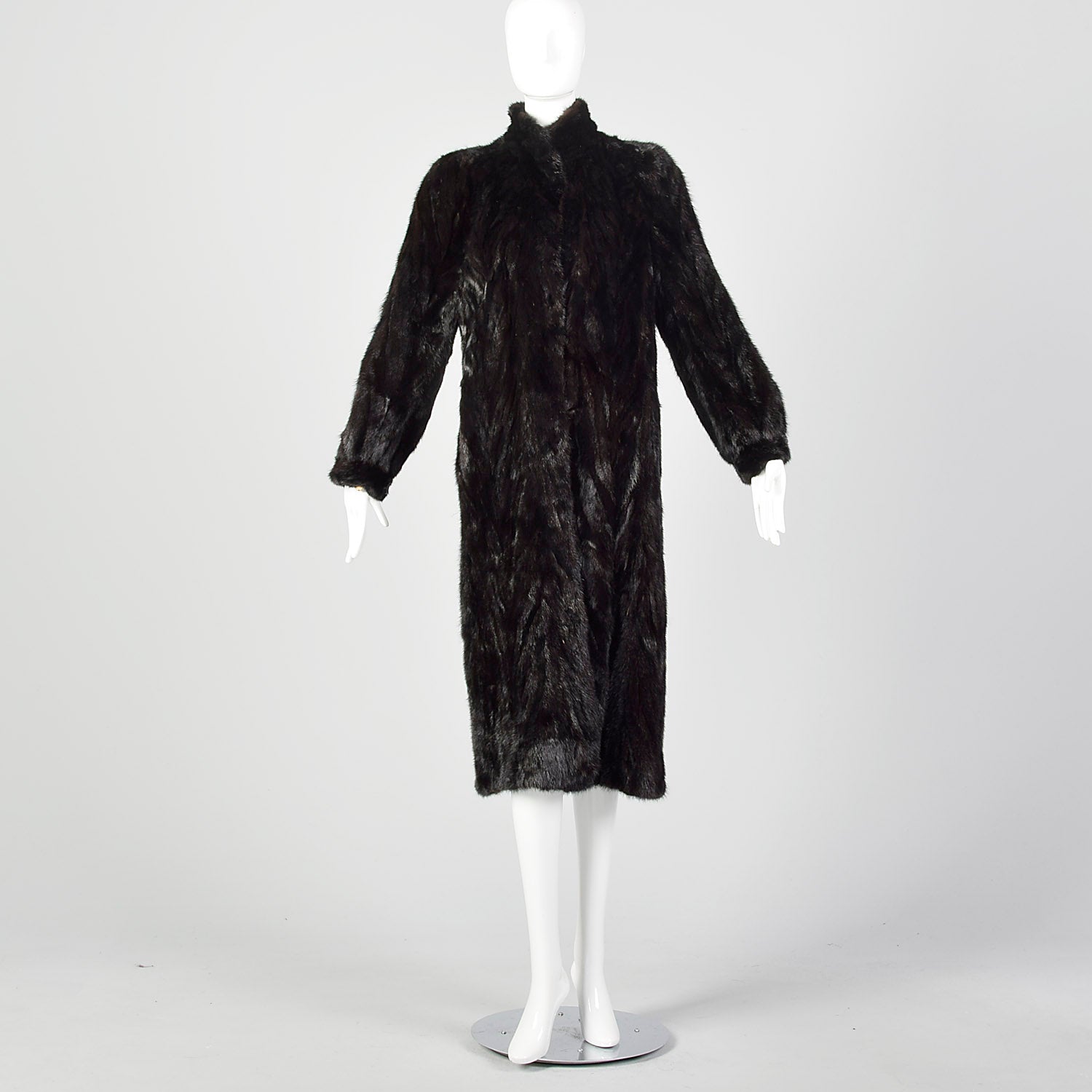 XS Black 1980s Mink Fur Coat