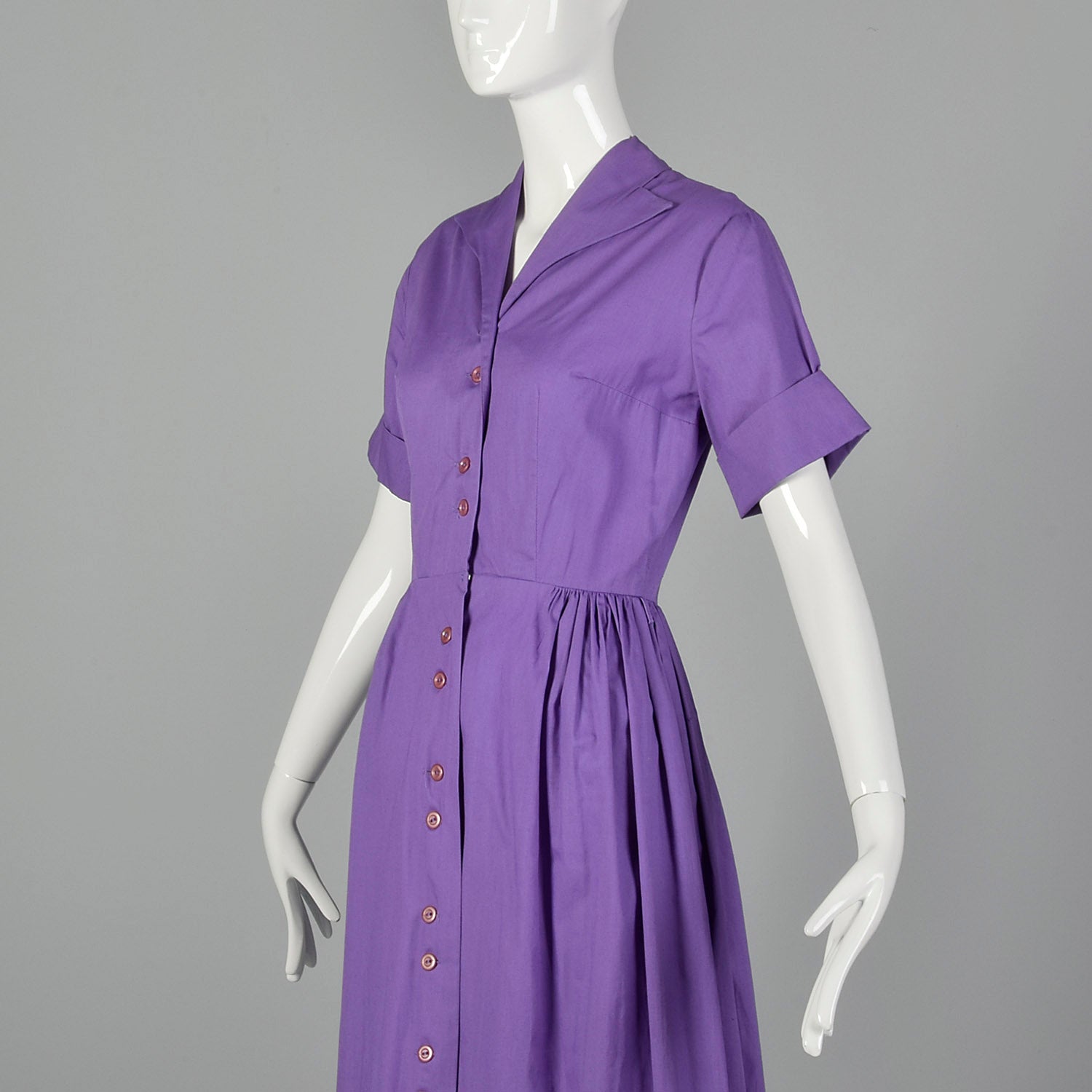 XS-Small 1950s Purple Shirtwaist Day Dress