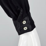 1970s Saks Fifth Avenue Black Satin Blouse
