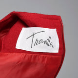 1980s Travilla Red Wool Dress