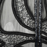 Stunning Bob Mackie Sheer Black Beaded Silk Maxi Jacket