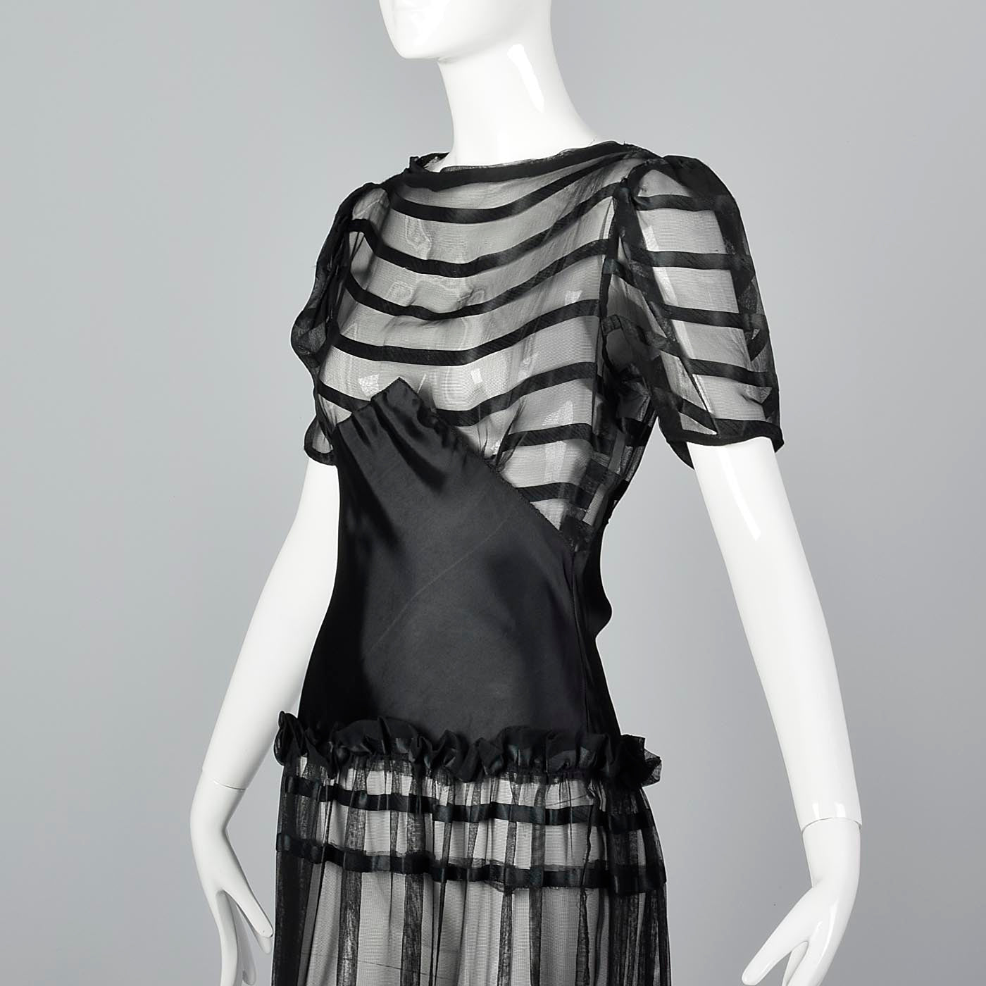 1930s Sheer Black Mesh Dress