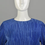 Small 1980s Fortuny Pleated Periwinkle Dress Blue Evening Dress Cocktail Dress Sequin Waistline
