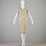 1940s Silk Dress with Velvet Faux Lace Back