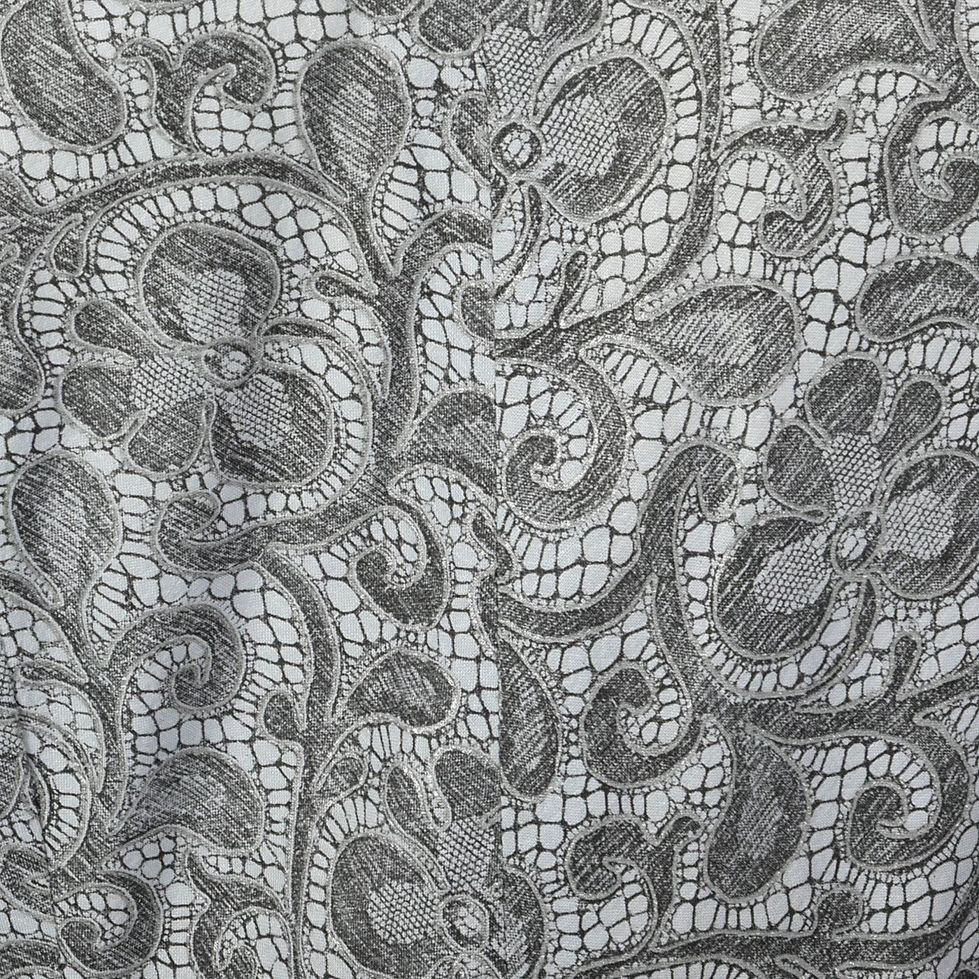 1950s Gray Cotton Lace Print Dress