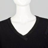Medium 1990s Giorgio Sant'Angelo Black Cashmere Beaded Sweater
