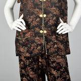 1960s Black Brocade Pajama Set