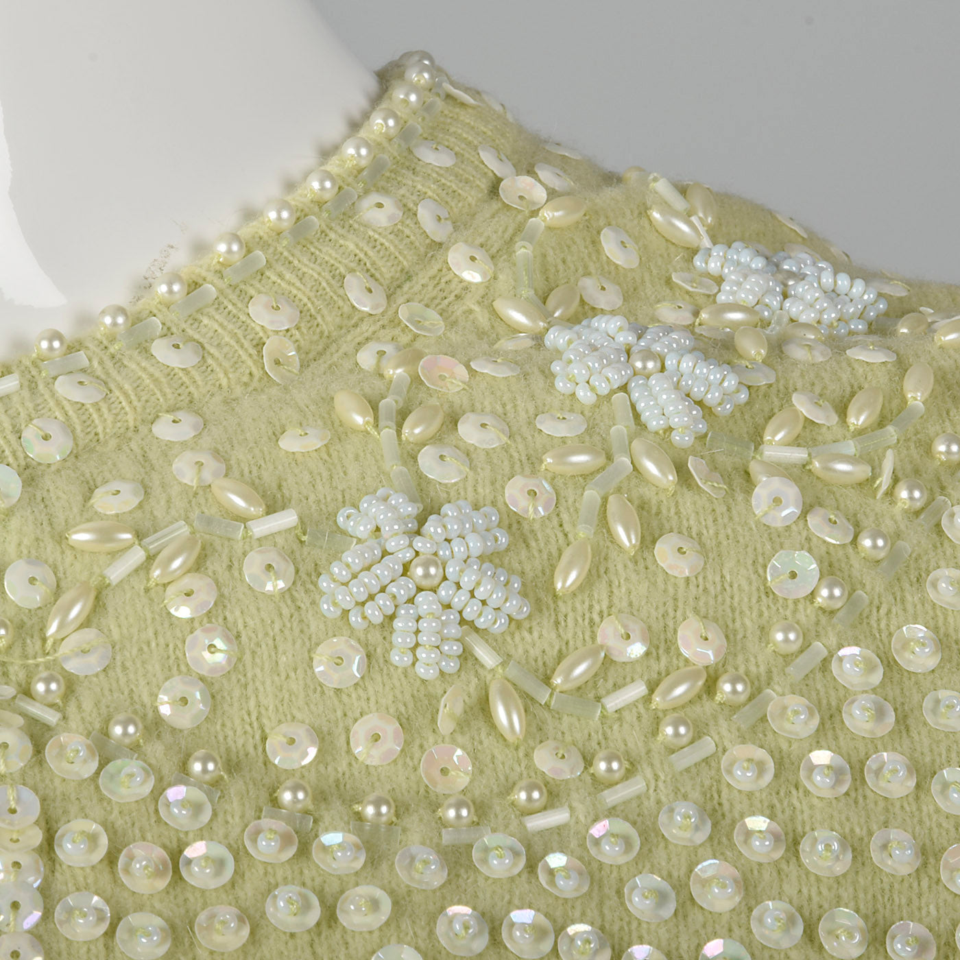 1960s Green Cardigan with Beading and Sequins
