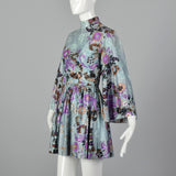 XXS 1960s Floral Mini Dress with Bell Sleeves
