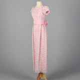 1960s Pink and White Lace Pencil Dress