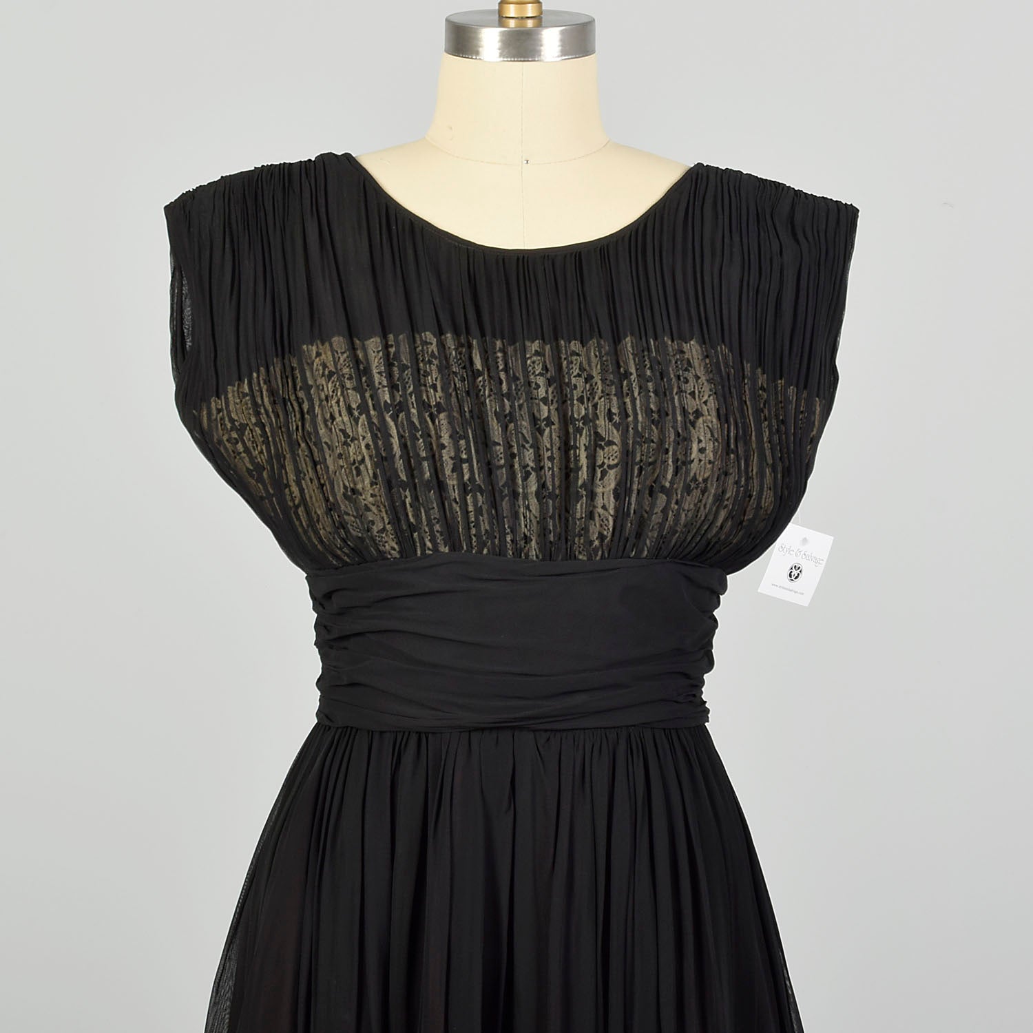 Medium 1950s Little Black Dress Evening Cocktail Illusion Bust