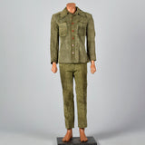 1970s Mens Green Split Hide Safari Suit
