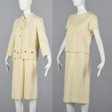 1960s Deadstock Cream Wool Knit Set with Gold Buttons