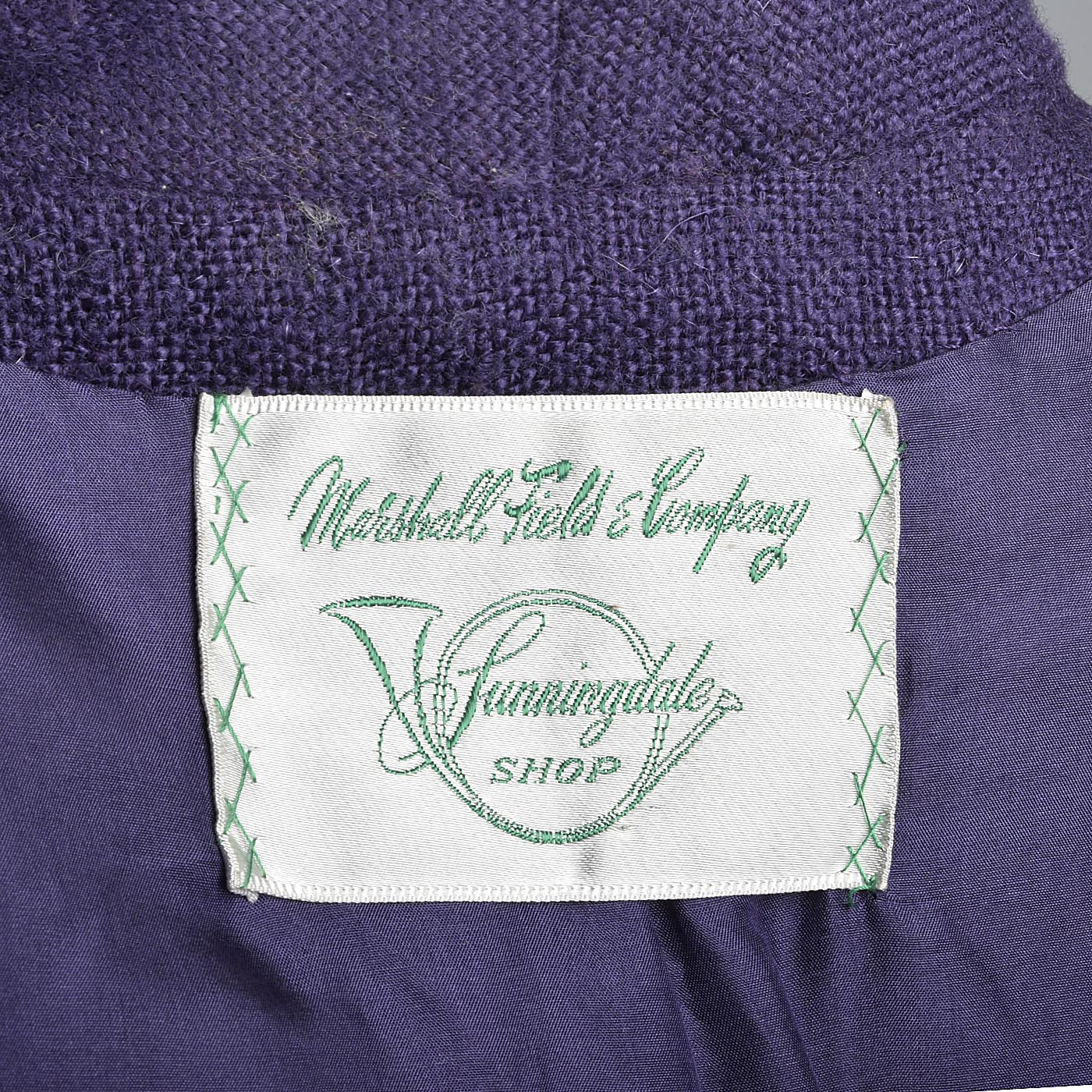 1960s Dark Purple Tweed Skirt and Jacket Set