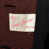 1940s Red and Black Check Skirt Suit