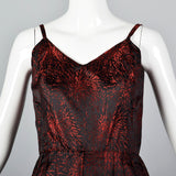 1950s Black and Red Brocade Dress