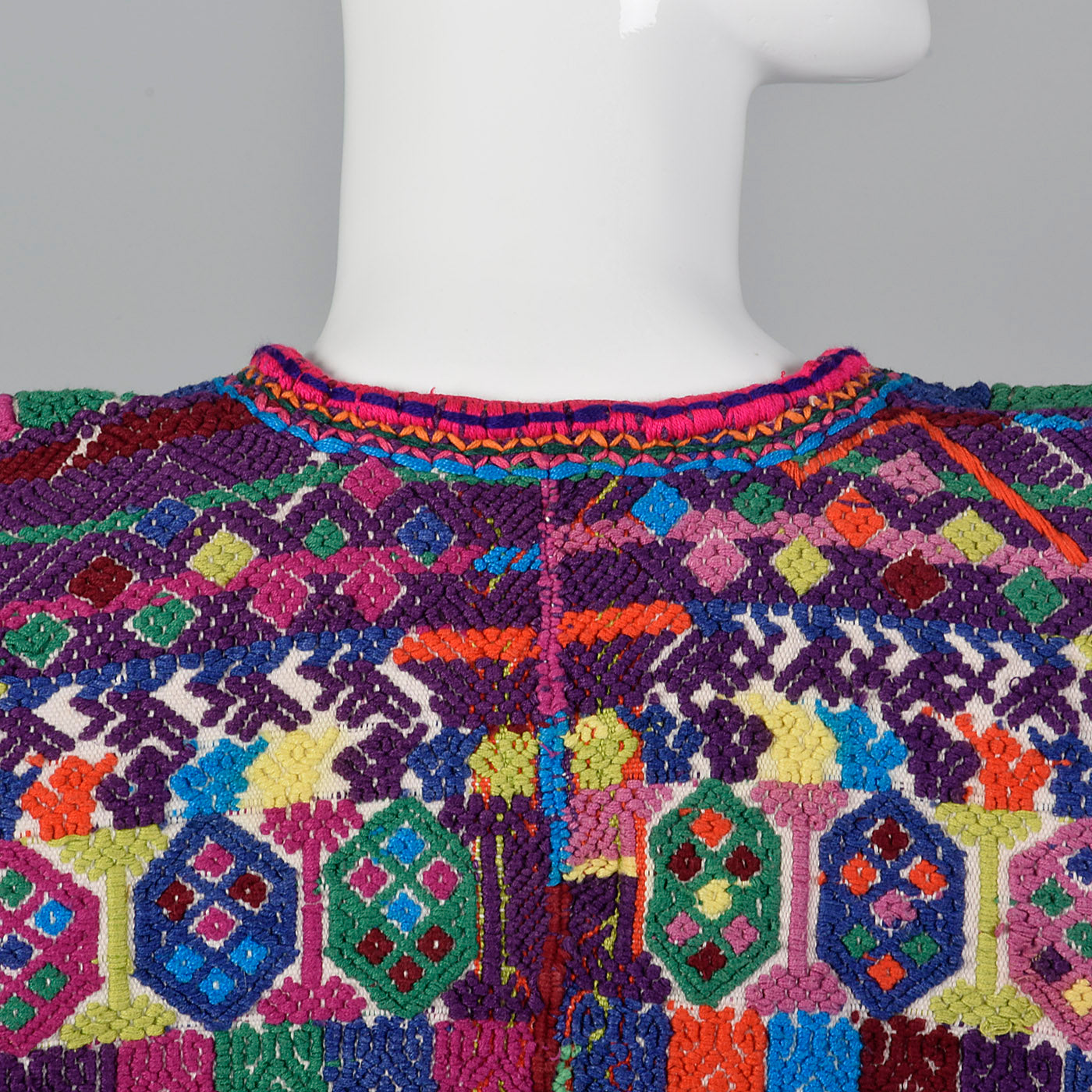 1950s Bohemian Hand Loomed Cotton Huipil Poncho