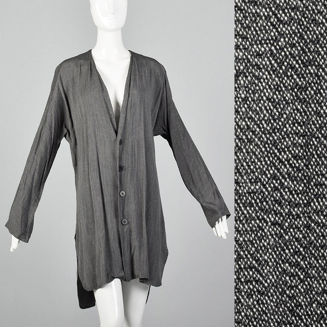 1990s Grey Tunic Style Cardigan